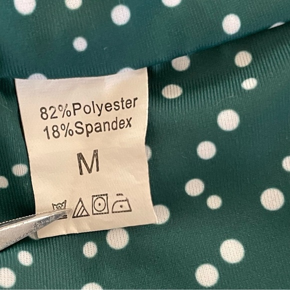 High Waisted Bikini Size M Polka Dots Green & White Stretchy Great Condition - Picture 3 of 10